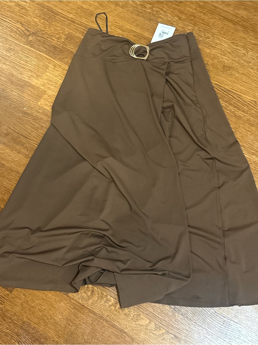 Princess Polly Brown Wrap Maxi Skirt with Gold Ring Accent